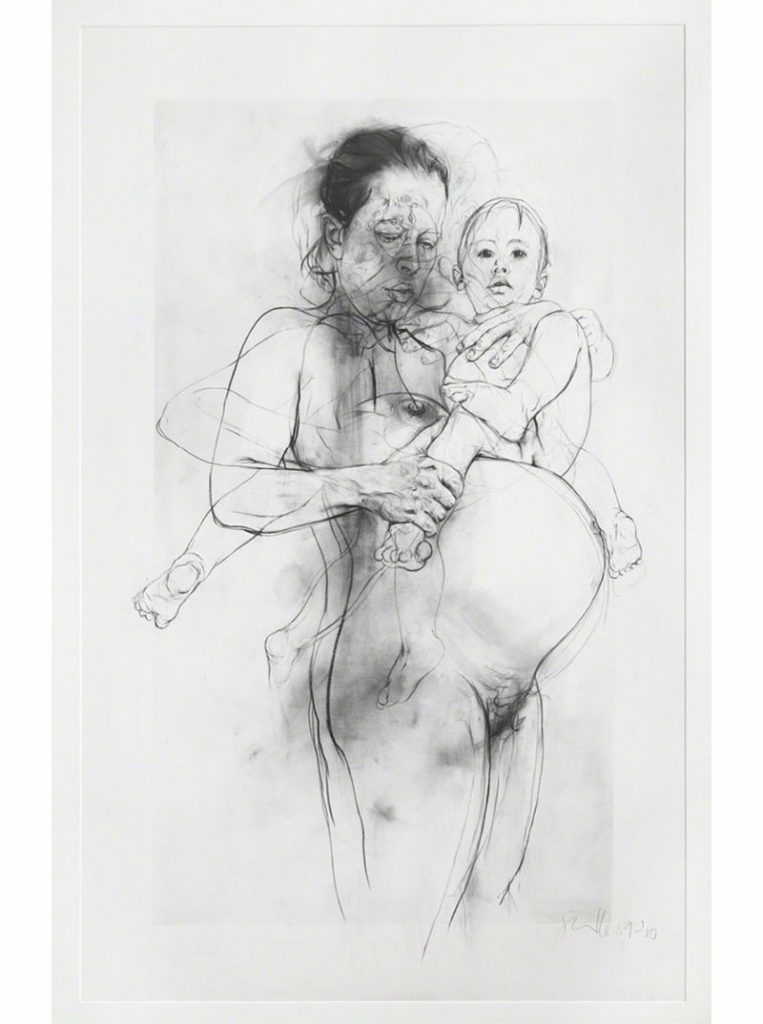 Jenny Saville, Reproduction Drawing II (after the Leonardo cartoon), 2009-2010. Courtesy of Gagosian Gallery.