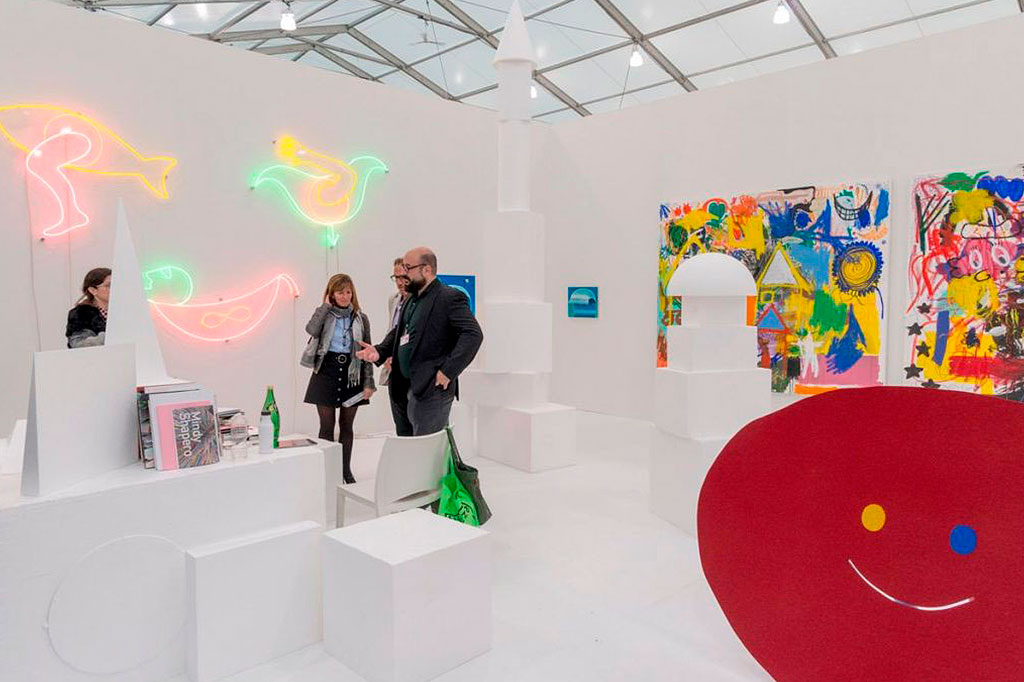 Installation view of work by Angelo Plessas at Breeder Gallery’s booth at Frieze New York, 2016. Photo by Adam Reich for Artsy.